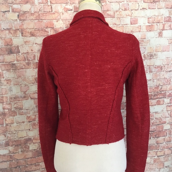 Free People Red Scrunch Sergeant Jacket - Picture 4 of 5